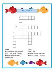 English Worksheet: (Crossword) Sea Animal