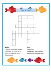 English Worksheet: (Crossword) Sea Animal