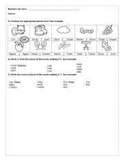 English Worksheet: PLURALS