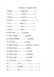 English Worksheet: IRREGULAR VERBS 