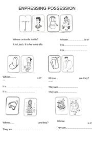 English Worksheet: Expressing possession