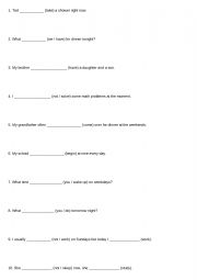 English Worksheet: Present Simple VS Present Continuous 