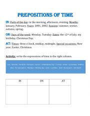 prepositions of time