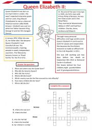 English Worksheet: Queen Elizabeth II : Her life