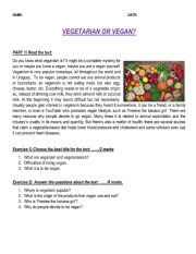 English Worksheet: Vegetarian or vegan?