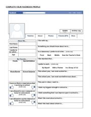 English Worksheet: FACEBOOK PROFILE