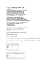 English Worksheet: You belong with me - Taylor Swift - present simple