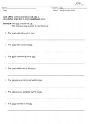 English Worksheet: adjective