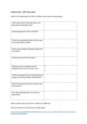 English Worksheet: Listening: California wildfires and evacuation procedures