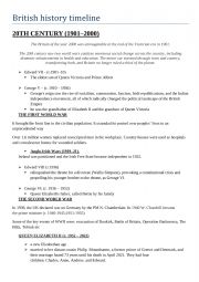 English Worksheet: British history timeline - 20th - 21st century