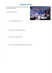 English Worksheet: Popular Culture