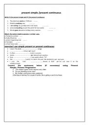 English Worksheet: present simple and progressive