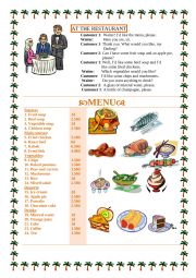 English Worksheet: at the restaurant