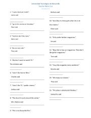 English Worksheet: Indirect Speech