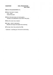 English Worksheet: NBA ORAL PRESENTATION