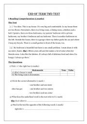 English Worksheet: end term test  7th form