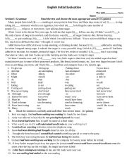 English Worksheet: Diagnostic test 11th grade