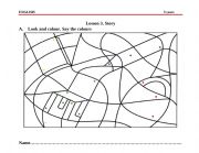 English Worksheet: School objects and colors