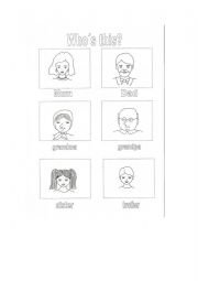 English Worksheet: Family - who�s this