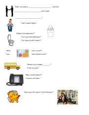 English Worksheet: Newcomer beginning phrases