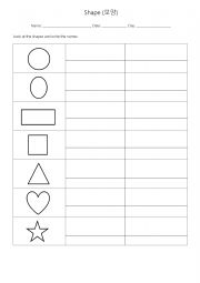 Shape Writing worksheet