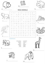 English Worksheet: Animals crossword