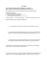 English Worksheet: Cask of Amontillado: A Tone and Mood Lesson