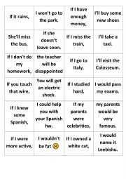 English Worksheet: Memory game First and Second Conditional