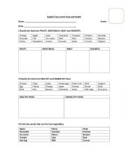 English Worksheet: Food and health