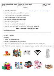 English Worksheet: 9th Grade - Module 1 - Lesson n 4 - Pocket Money