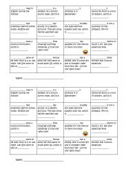 English Worksheet: Bingo Game - Icebreaking