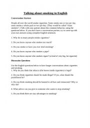 English Worksheet: Discussion about smoking