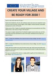 English Worksheet: CREATE YOUR VILLAGE AND BE READY FOR 2030