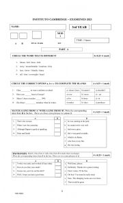 English Worksheet: examen Cambridge 3er ao adultos