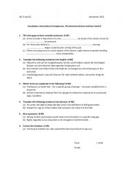 English Worksheet: Vocabulary Test American Dream and Gun Control