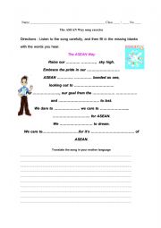 ASEAN songs worksheet