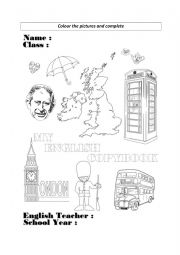 English Worksheet: English Copybook colouring first page