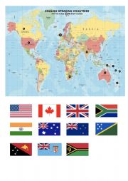 English Worksheet: English speaking countries flag