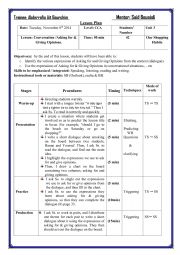 English Worksheet: Expressing opinion Lesson plan