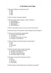 English Worksheet: CHRITSMAS CAROL QUESTIONS