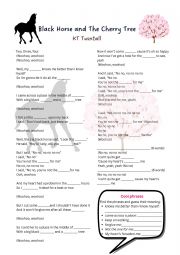 English Worksheet: Black Horse and The Cherry Tree Song activity