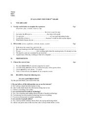 English Worksheet: Evaluation test