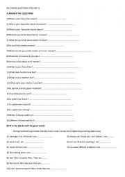 English Worksheet: revision questions for 5th grade unıt 6