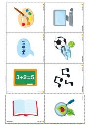 English Worksheet: School Subject Cards