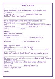 English Worksheet: HELLO - ADELE