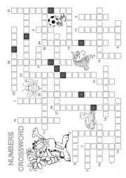 Numbers from 1 to 30 - Crossword. 