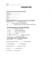 English Worksheet: language quiz for common core 