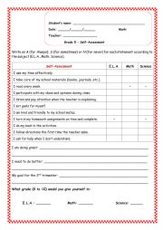 English Worksheet: Self-assessment