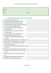 Sumative Assessment  Grammar Sheet