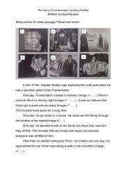 English Worksheet: Frankenstein: read and match with the images